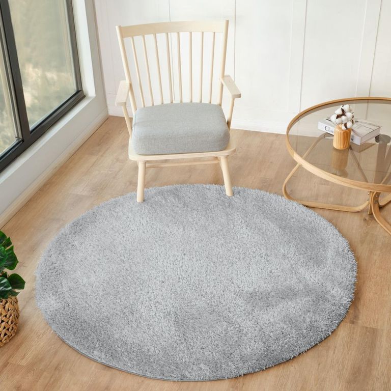 Cloudy Round Rug - High Pile Shaggy - Light Grey - Sizes Available