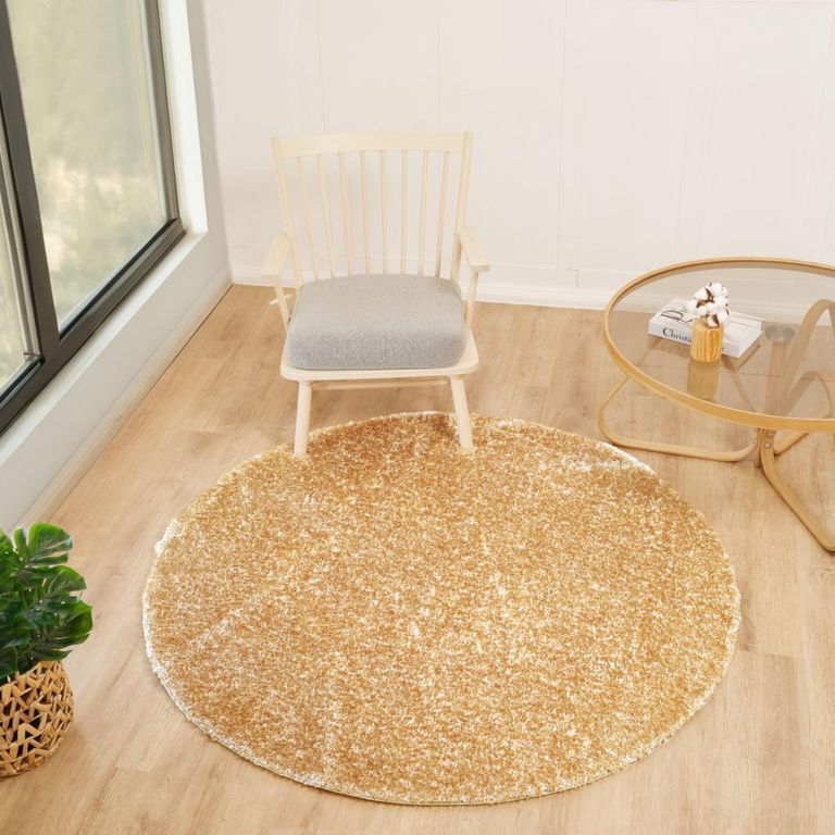 Cloudy Round Rug - High Pile Shaggy - Yellow - Sizes Available