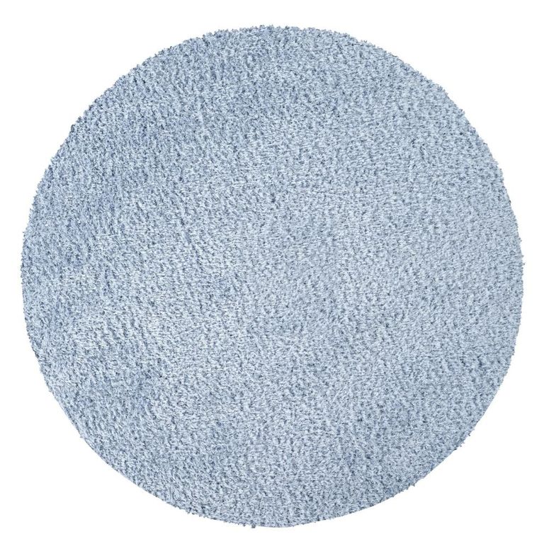 Moda Round Rug - Shaggy Solid Color Plush Pile - Blue - Sizes Available