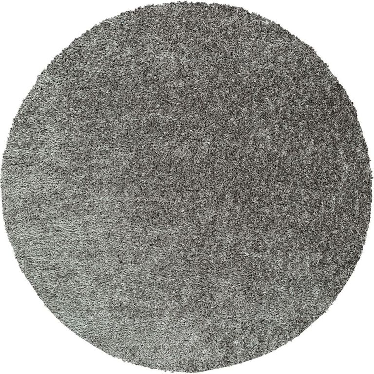 Moda Round Rug - Shaggy Solid Color Plush Pile - Dark Grey - Sizes Available