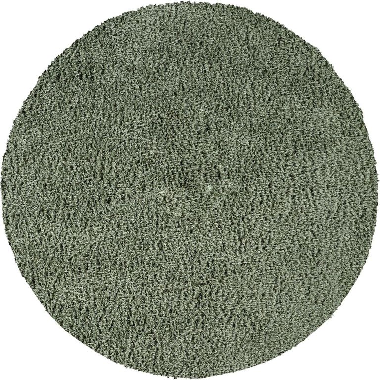 Moda Round Rug - Shaggy Solid Color Plush Pile - Green - Sizes Available