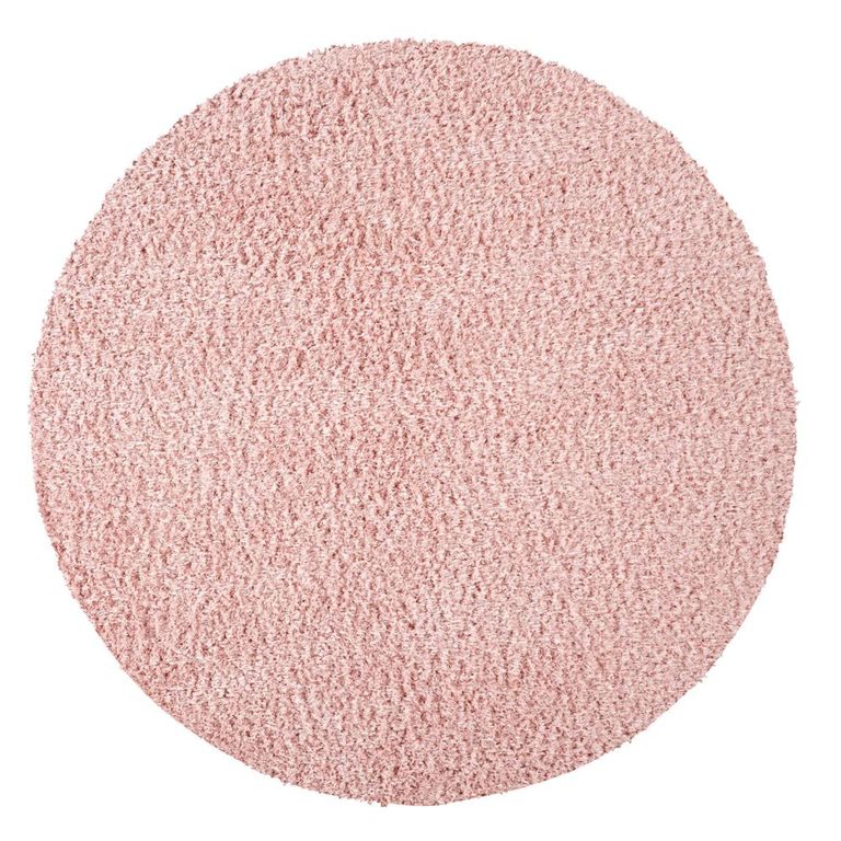 Moda Round Rug - Shaggy Solid Color Plush Pile - Pink - Sizes Available
