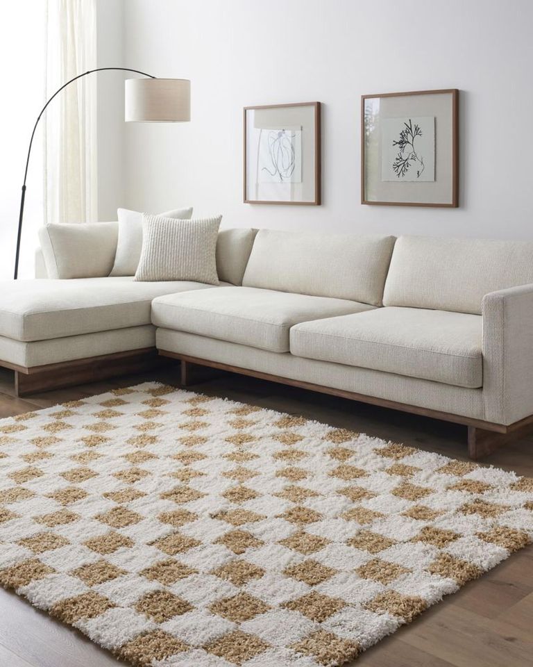 Urban Rug - Modern Shaggy - USG2346 - Cream Checkered - Sizes Available