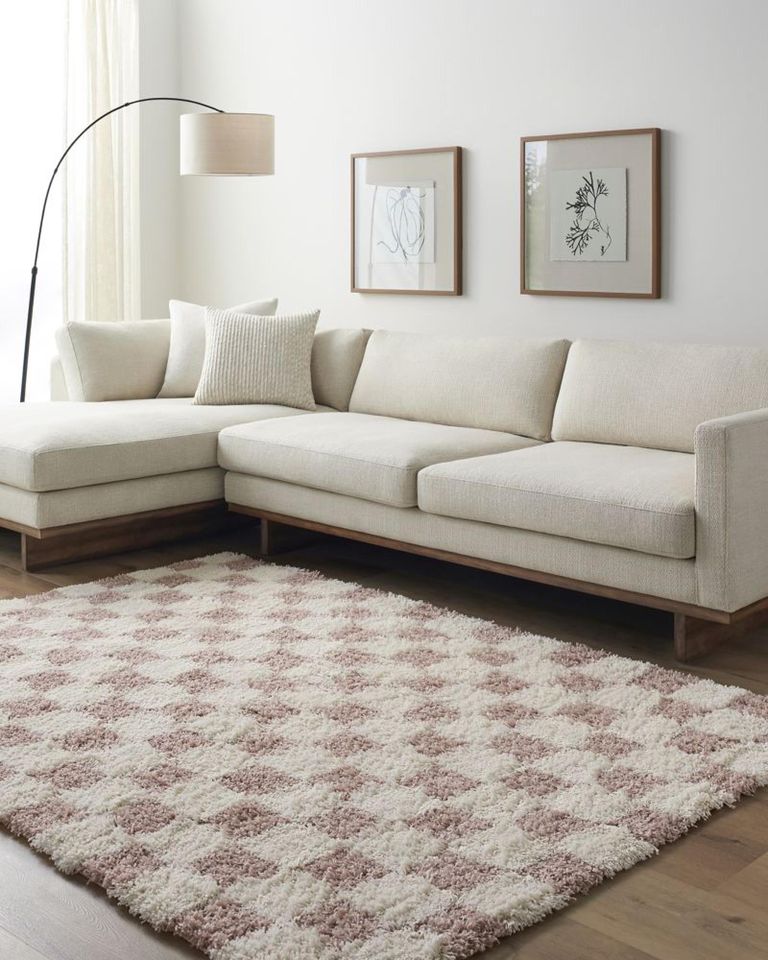 Urban Rug - Modern Shaggy - USG2347 - Cream Checkered - Sizes Available