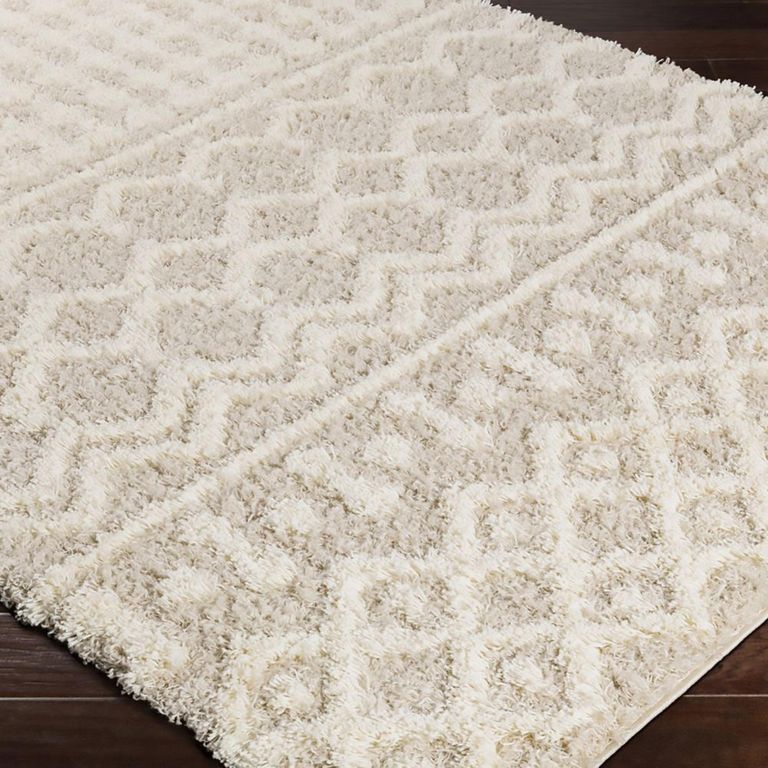 Urban Rug - Shaggy Geometric Plush Pile - Cream - Sizes Available
