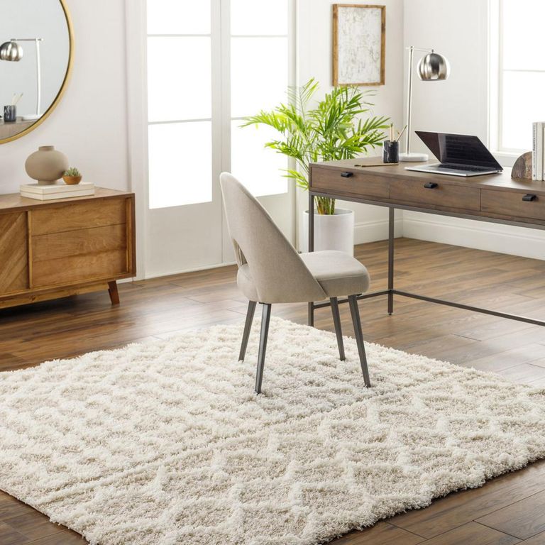 Urban Rug - Shaggy Geometric Plush Pile - Cream - Sizes Available