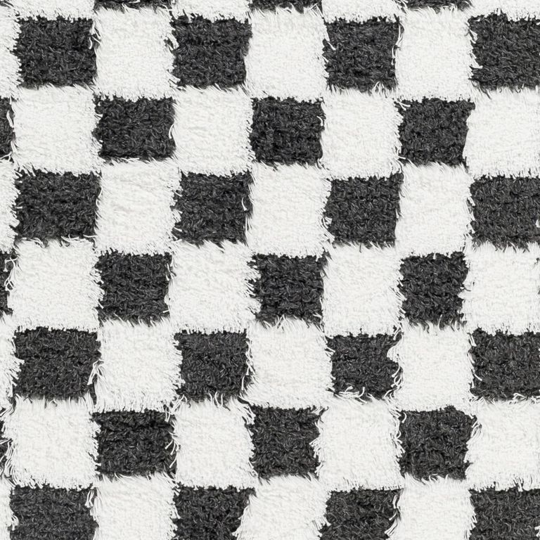 Urban Rug - Shaggy Modern Plush Pile - Black & White Checkered - Sizes Available