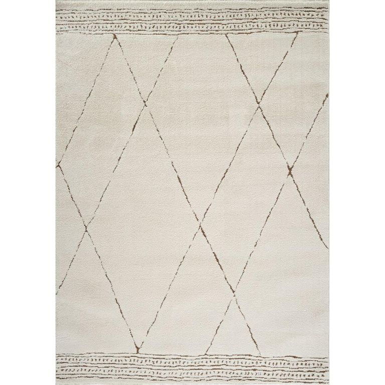 Freud Rug - Modern High Pile Berber - Ivory & Brown - Sizes Available