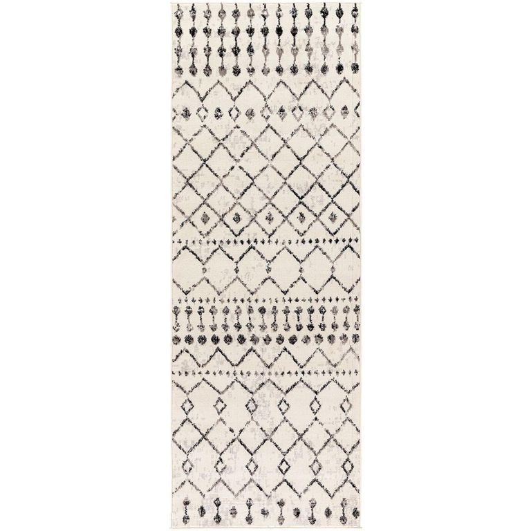 Pisa Runner - Geometric Berber - Black & Grey - 80cm x 220cm