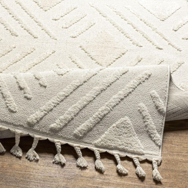 Nora Rug - Geometric High Pile Berber - Ivory - Sizes Available