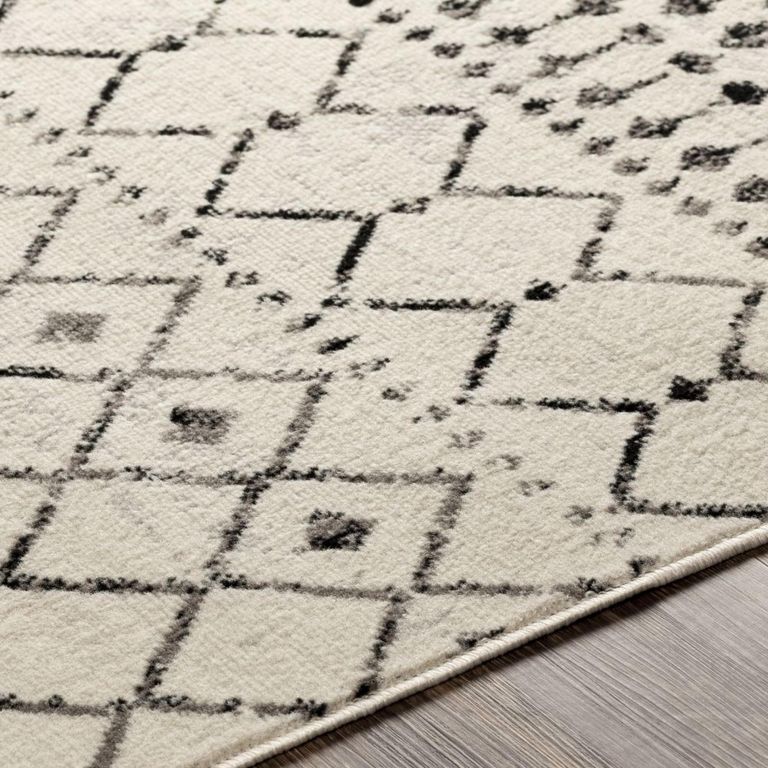 Pisa Runner - Geometric Berber - Black & Grey - 80cm x 220cm