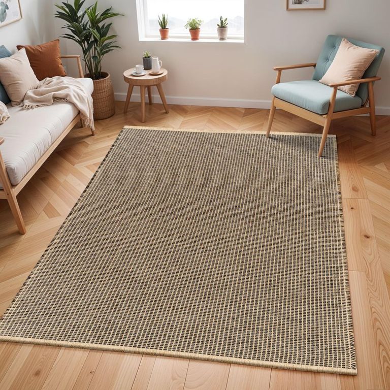 Kimi Rug - Solid & Border Boho Jute - BOKM2305 - Brown - Sizes Available
