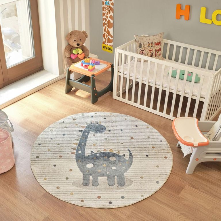 Lillian Round Kids Rug - Machine Washable - LLL2346 - Beige - 160cm x 160cm