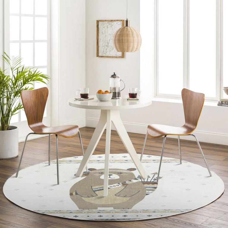 Lillian Round Kids Rug - Machine Washable - LLL2350 - Beige - 160cm x 160cm