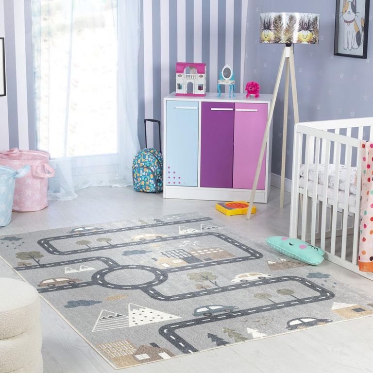 Lillian Kids Rug - Machine Washable - LLL2349 - Light Grey - Sizes Available