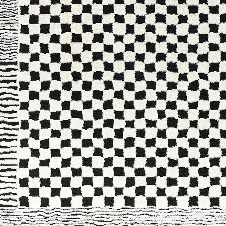 Freud Rug - Checkered - Ivory & Black - Sizes Available