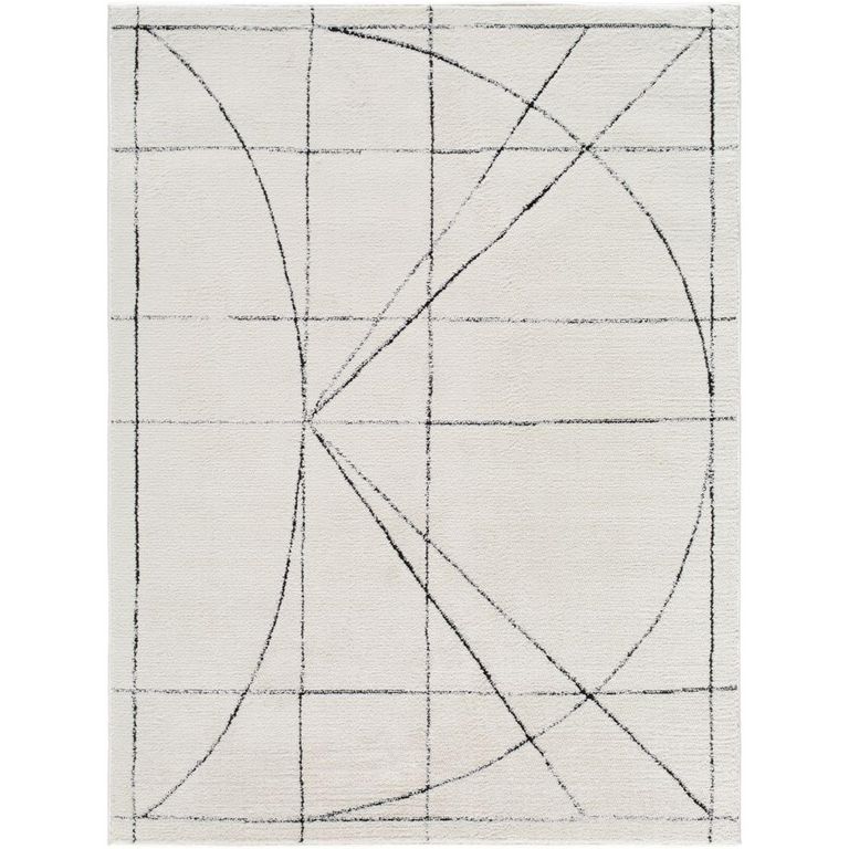 Architect Galey Alix Rug - Modern Scandi High Pile - GAAR2304 - Ivory & Black - Sizes Available