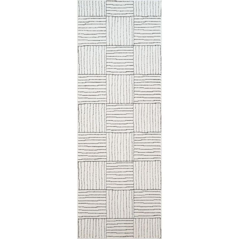 Architect Galey Alix Runner - Modern Scandi High Pile - GAAR2300 - Ivory & Black - 80cm x 220cm