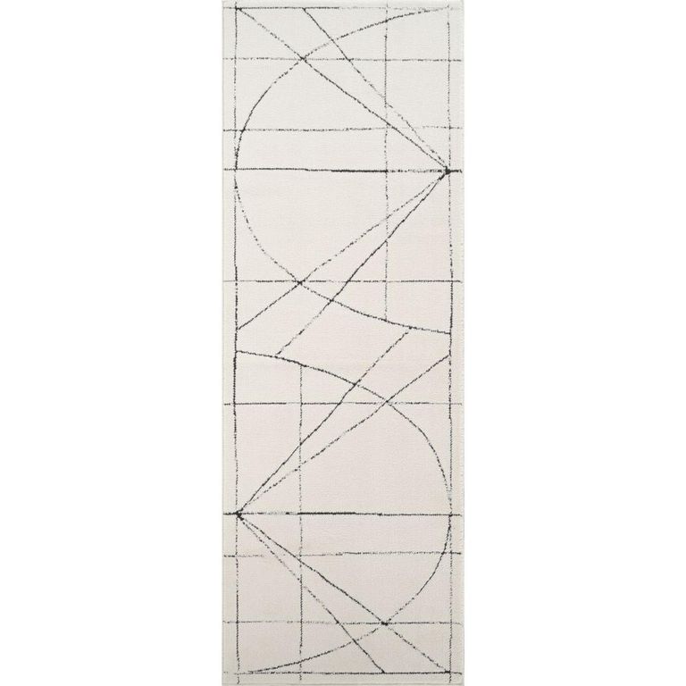 Architect Galey Alix Runner - Modern Scandi High Pile - GAAR2304 - Ivory & Black - 80cm x 220cm