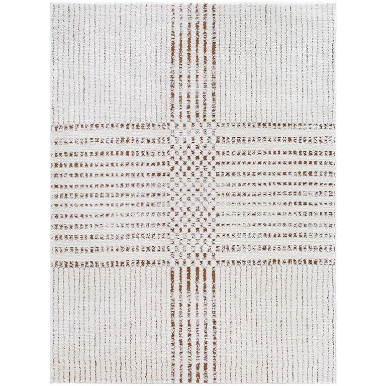 Architect Galey Alix Rug - Modern Scandi High Pile - GAAR2303 - Ivory & Dark Brown - Sizes Available