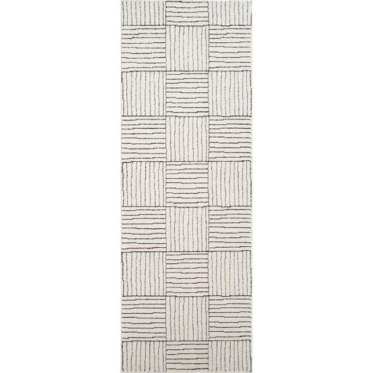 Architect Galey Alix Runner - Modern Scandi High Pile - GAAR2301 - Ivory & Dark Brown - 80cm x 220cm