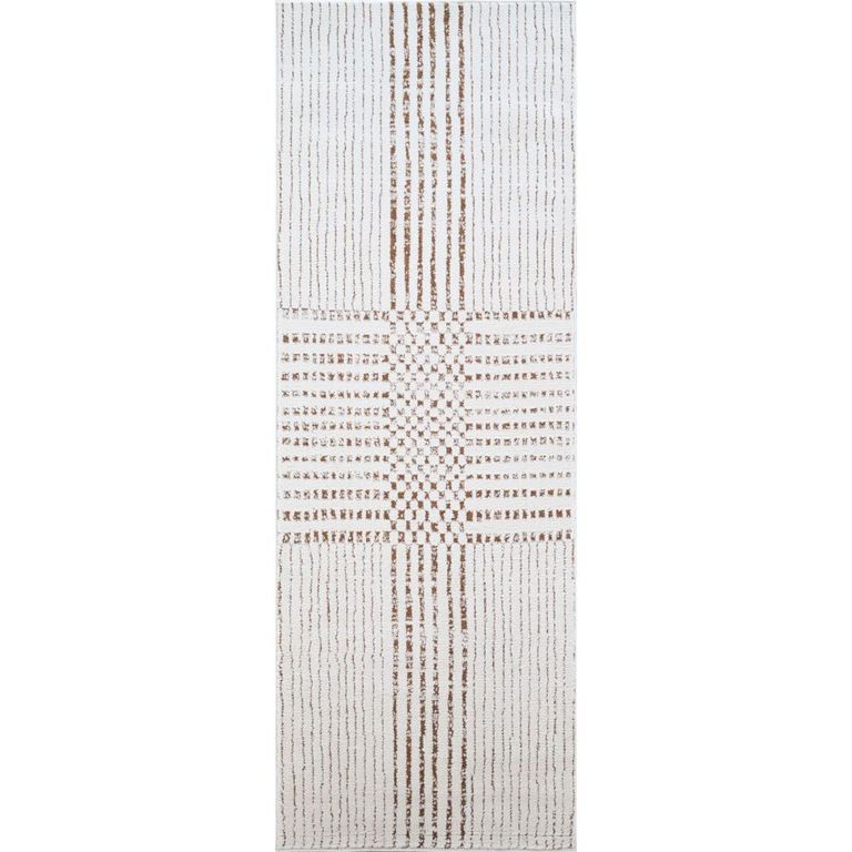 Architect Galey Alix Runner - Modern Scandi High Pile - GAAR2303 - Ivory & Dark Brown - 80cm x 220cm