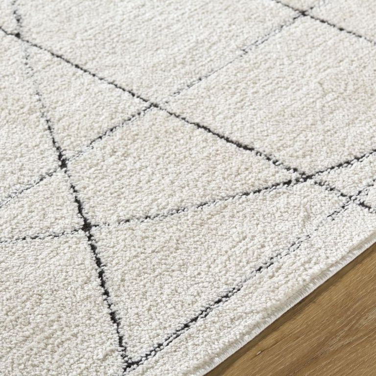 Architect Galey Alix Rug - Modern Scandi High Pile - GAAR2304 - Ivory & Black - Sizes Available