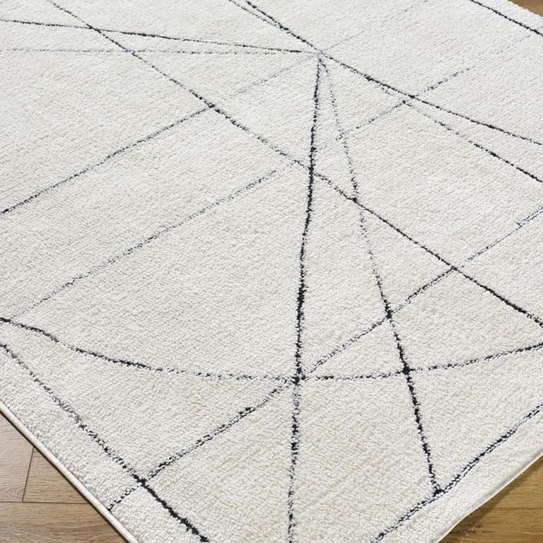 Architect Galey Alix Rug - Modern Scandi High Pile - GAAR2304 - Ivory & Black - Sizes Available