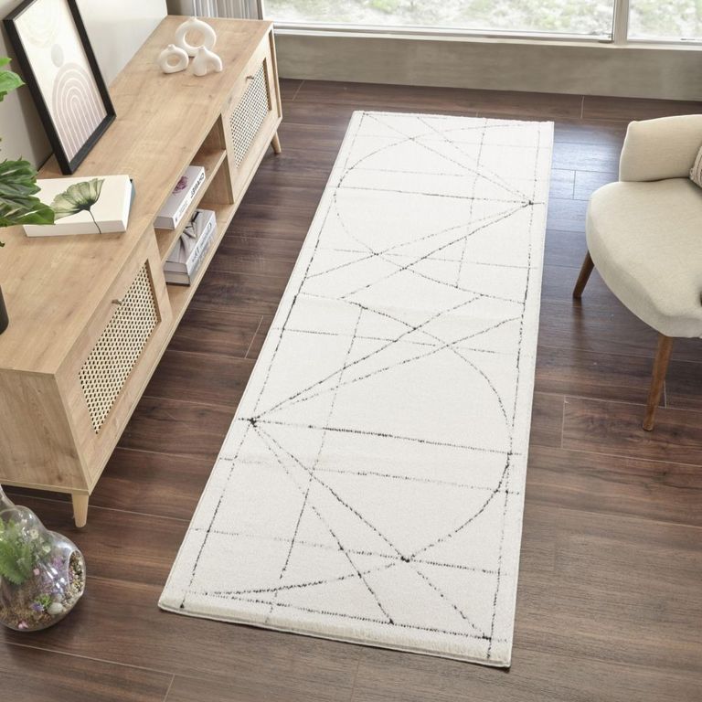 Architect Galey Alix Runner - Modern Scandi High Pile - GAAR2304 - Ivory & Black - 80cm x 220cm