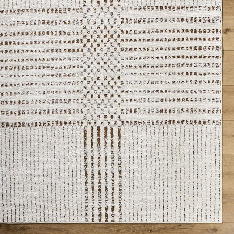 Architect Galey Alix Rug - Modern Scandi High Pile - GAAR2303 - Ivory & Dark Brown - Sizes Available