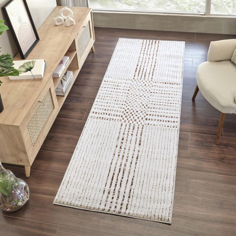 Architect Galey Alix Runner - Modern Scandi High Pile - GAAR2303 - Ivory & Dark Brown - 80cm x 220cm