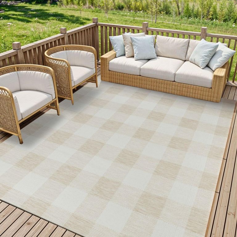 Barbados Rug - Checkered - BBD2310 - Beige - 160cm x 213cm