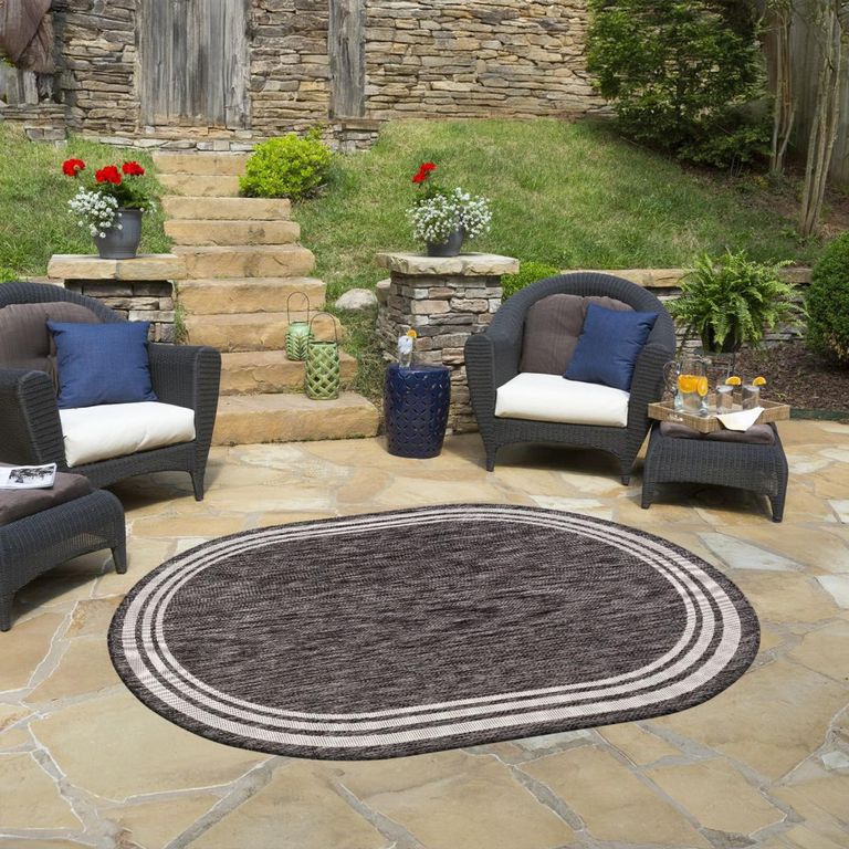 Eagean Oval Rug - EAG2365 - Charcoal - 160cm x 220cm