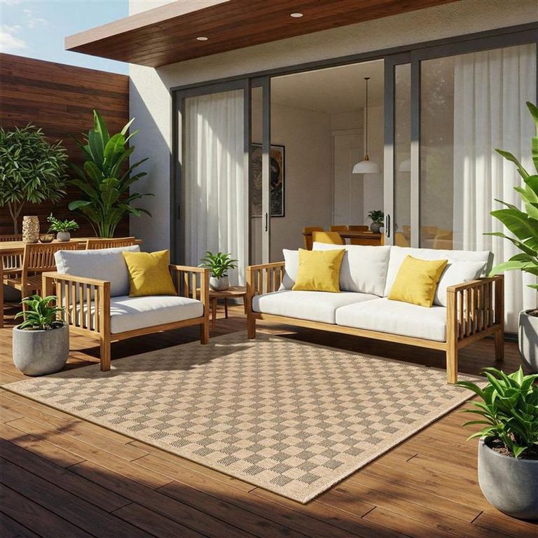 Mirage Rug - Jute Look Checkered - MGE2311 - Brown - Sizes Available