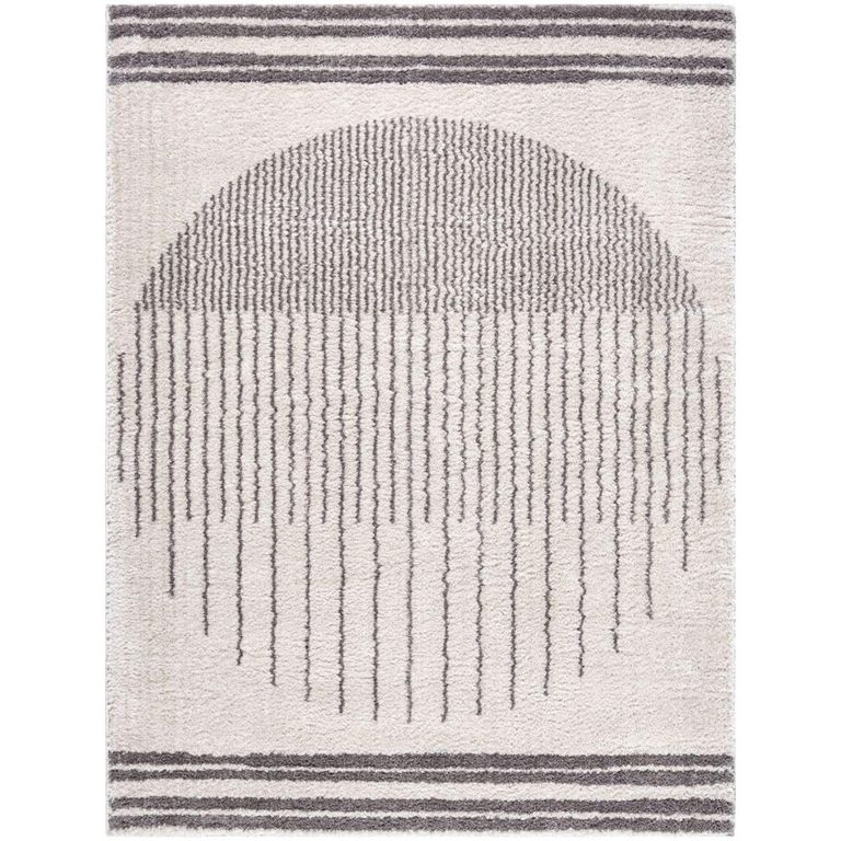 Fossay Rug - Machine Washable Modern Shaggy - FSG2308 - Ivory & Charcoal - Sizes Available