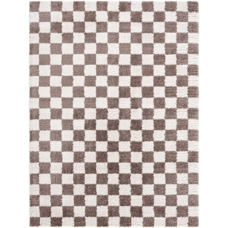 Fossay Rug - Machine Washable Modern Shaggy - FSG2328 - Ivory & Dark Brown - Sizes Available