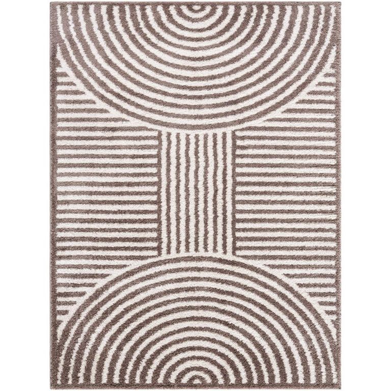 Fossay Rug - Machine Washable Modern Shaggy - FSG2331 - Ivory & Dark Brown - Sizes Available
