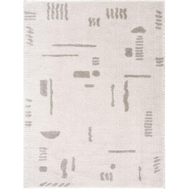 Fossay Rug - Machine Washable Modern Shaggy - FSG2304 - Medium Ivory & Grey - Sizes Available