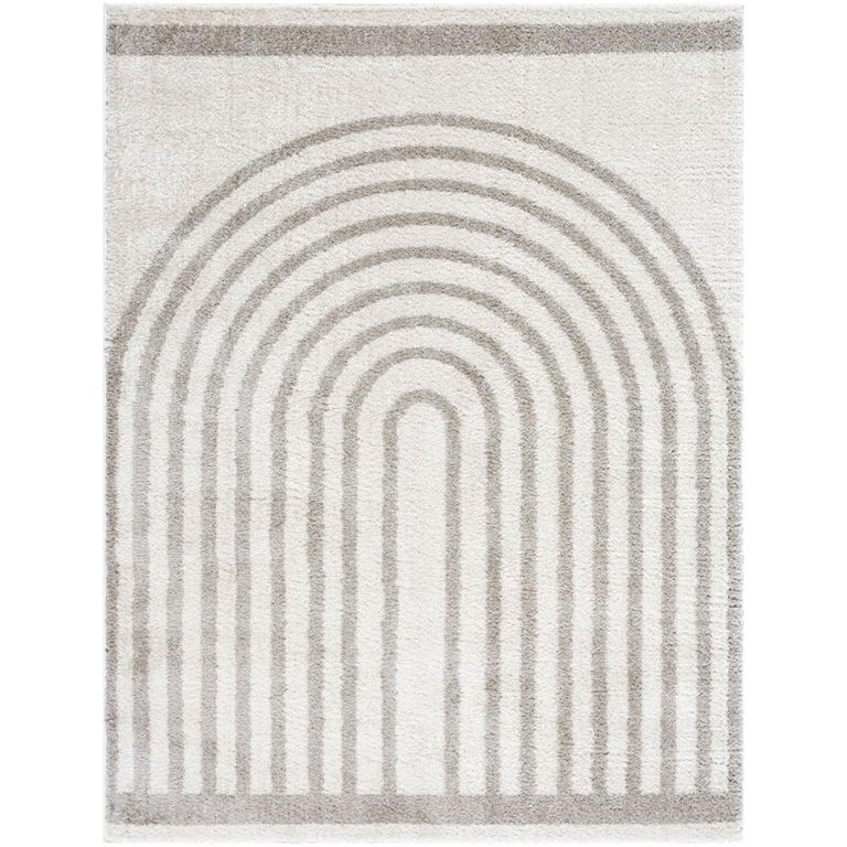 Fossay Rug - Machine Washable Modern Shaggy - FSG2313 - Medium Ivory & Grey - Sizes Available