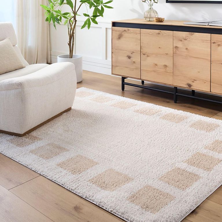 Fossay Rug - Machine Washable Modern Shaggy - FSG2314 - Beige - Sizes Available