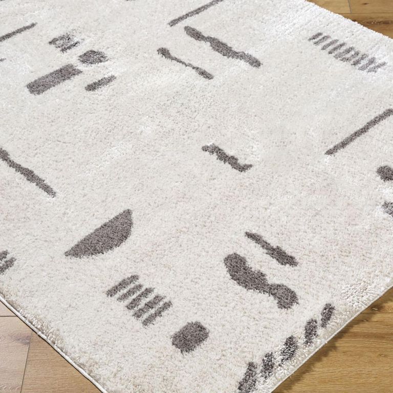 Fossay Rug - Machine Washable Modern Shaggy - FSG2303 - Beige & Charcoal - Sizes Available