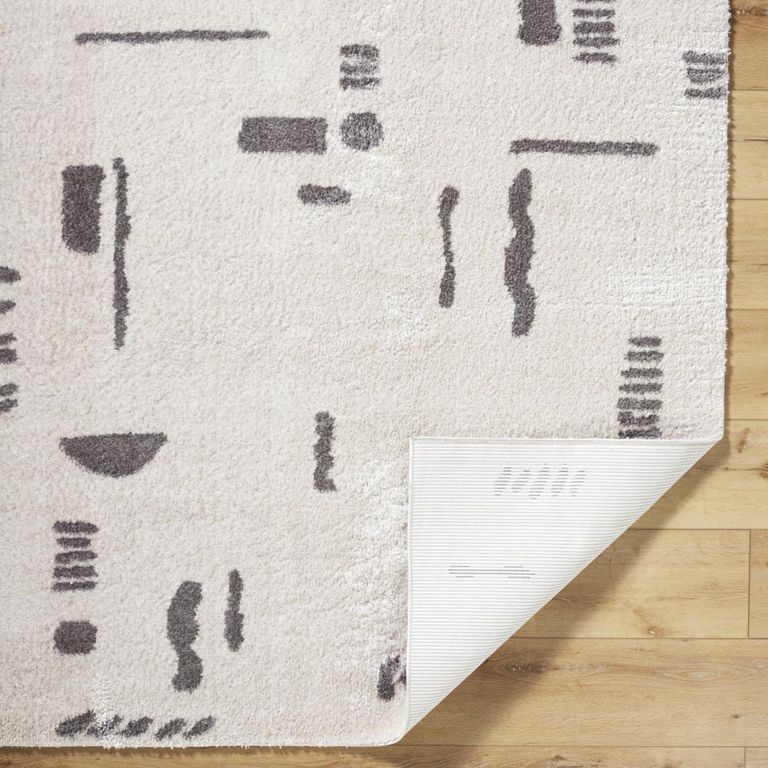 Fossay Rug - Machine Washable Modern Shaggy - FSG2303 - Beige & Charcoal - Sizes Available