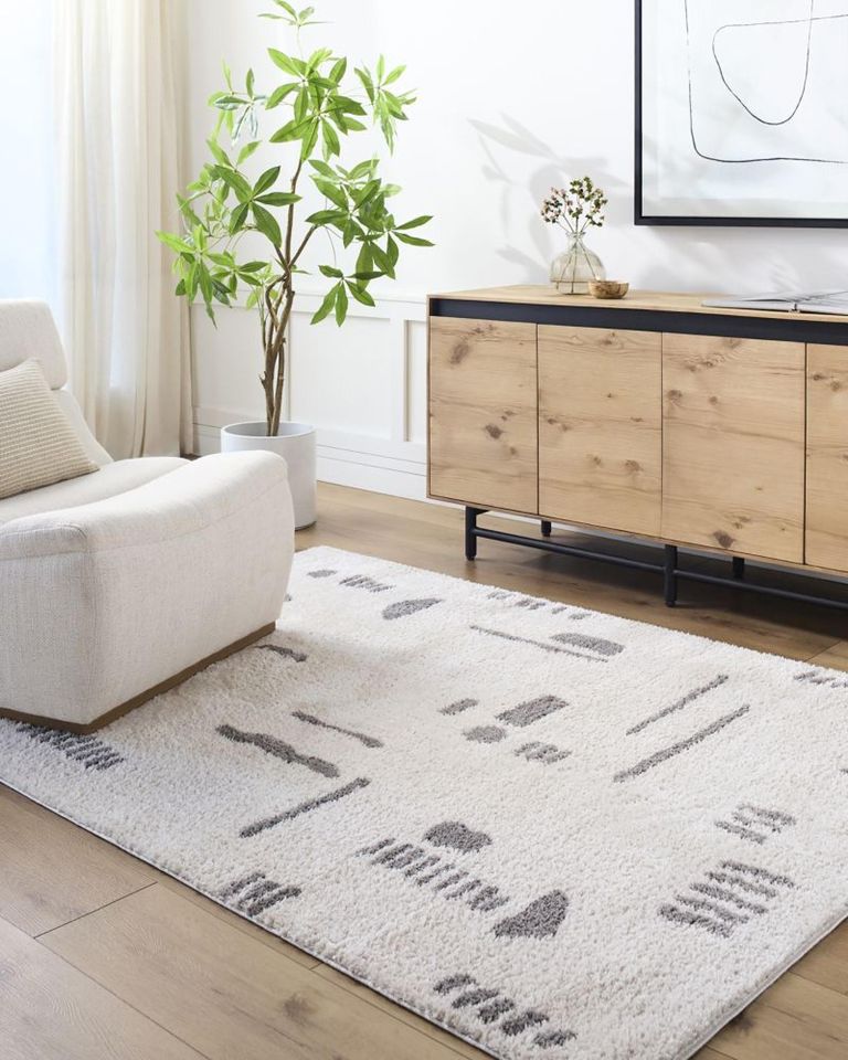 Fossay Rug - Machine Washable Modern Shaggy - FSG2303 - Beige & Charcoal - Sizes Available