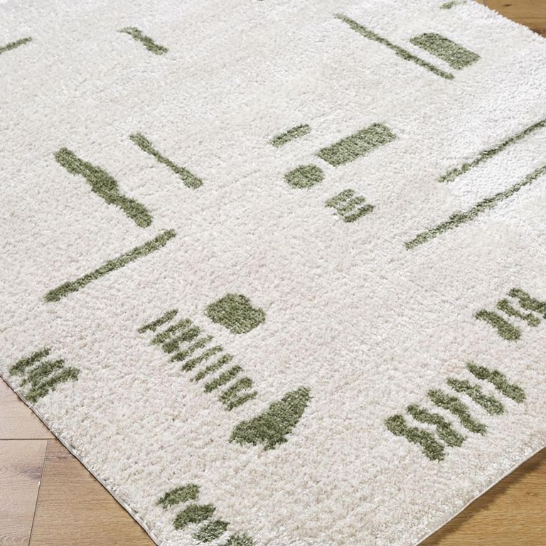Fossay Rug - Machine Washable Modern Shaggy - FSG2302 - Beige & Green - Sizes Available
