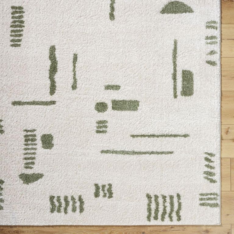 Fossay Rug - Machine Washable Modern Shaggy - FSG2302 - Beige & Green - Sizes Available