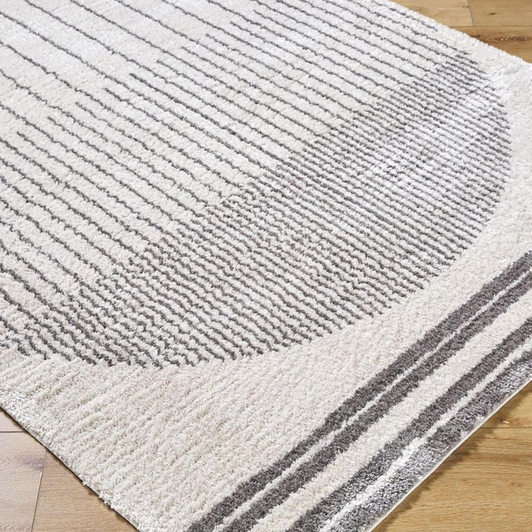 Fossay Rug - Machine Washable Modern Shaggy - FSG2308 - Ivory & Charcoal - Sizes Available