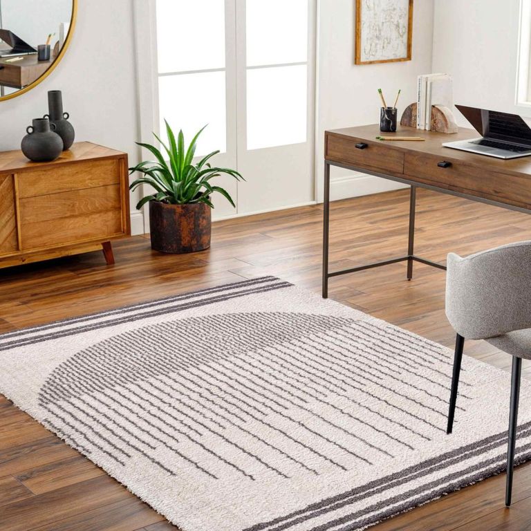 Fossay Rug - Machine Washable Modern Shaggy - FSG2308 - Ivory & Charcoal - Sizes Available