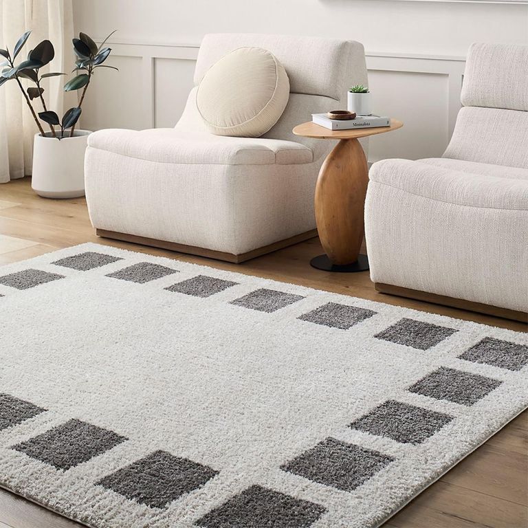Fossay Rug - Machine Washable Modern Shaggy - FSG2316 - Ivory & Charcoal - Sizes Available