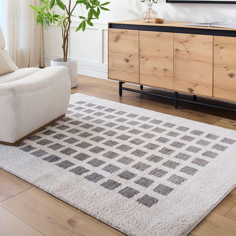 Fossay Rug - Machine Washable Modern Shaggy - FSG2321 - Ivory & Charcoal - Sizes Available