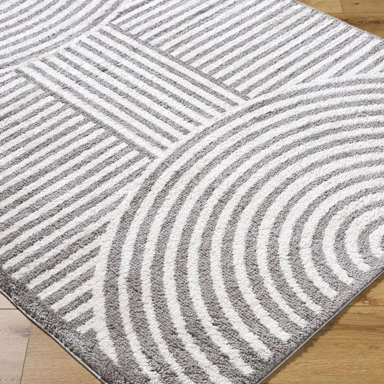 Fossay Rug - Machine Washable Modern Shaggy - FSG2334 - Ivory & Charcoal - Sizes Available